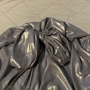 Shiny Silver Bow Detail Fabric